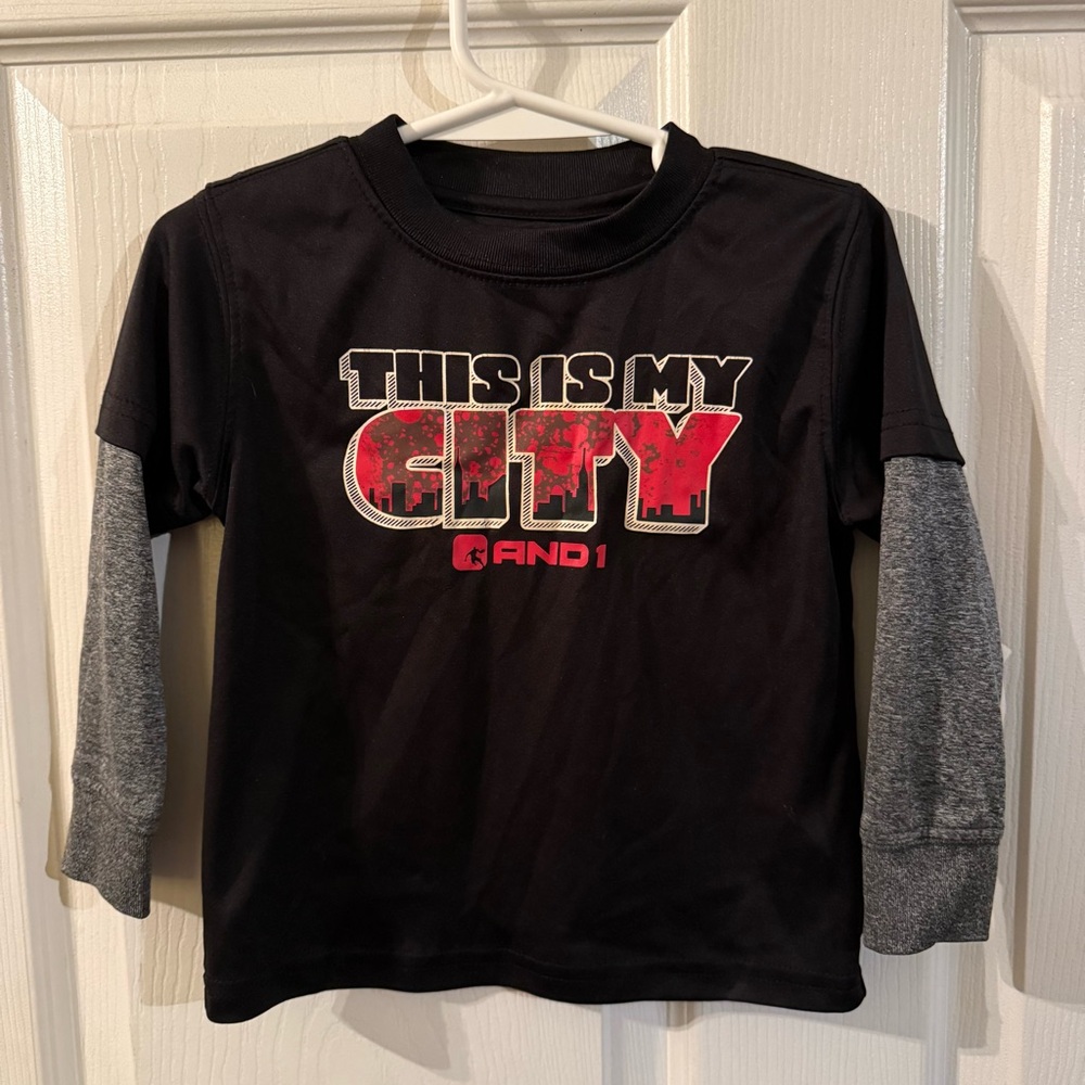 AND1 Black and Gray Long Sleeve Kids Tee